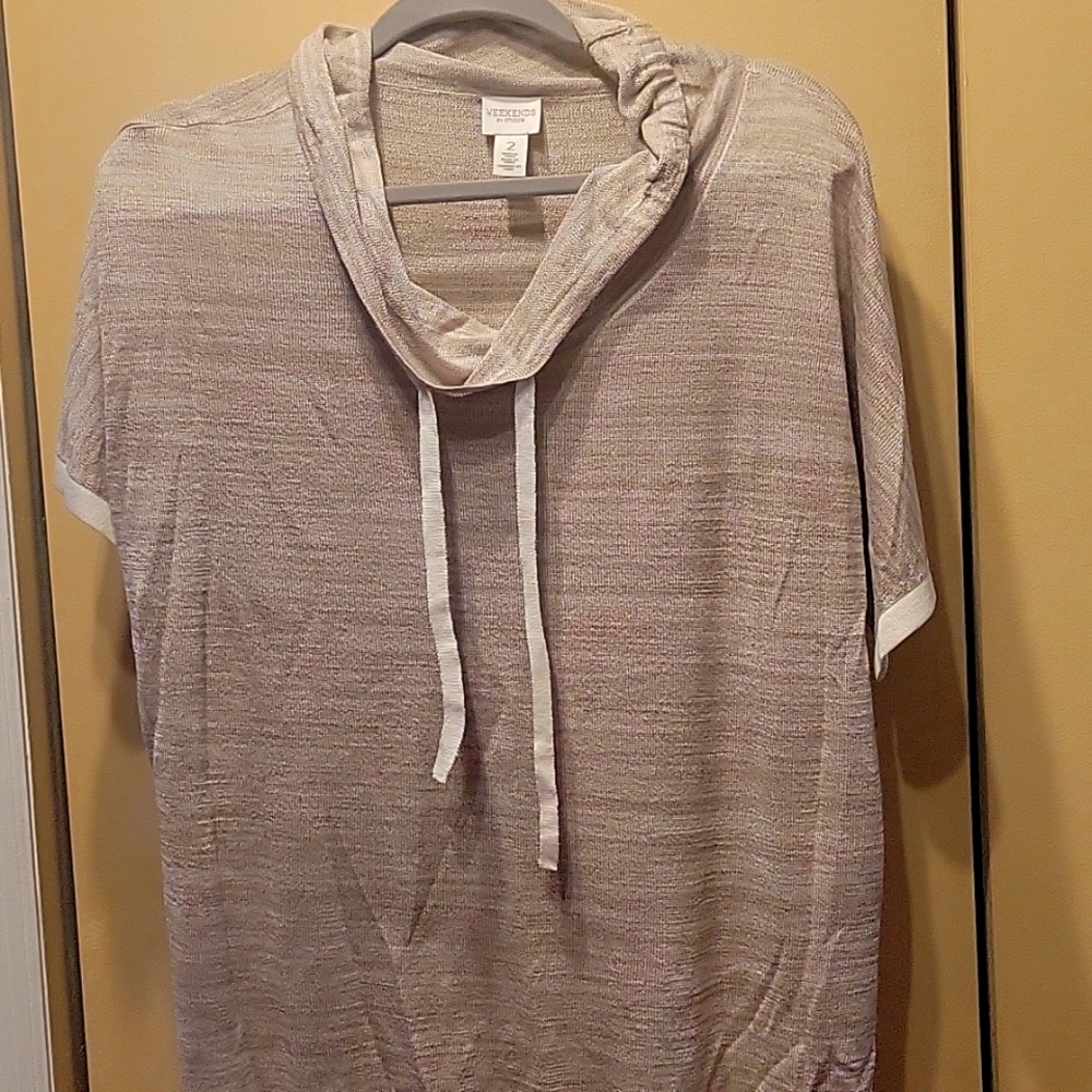 Women's lightweight cowl neck blouse.